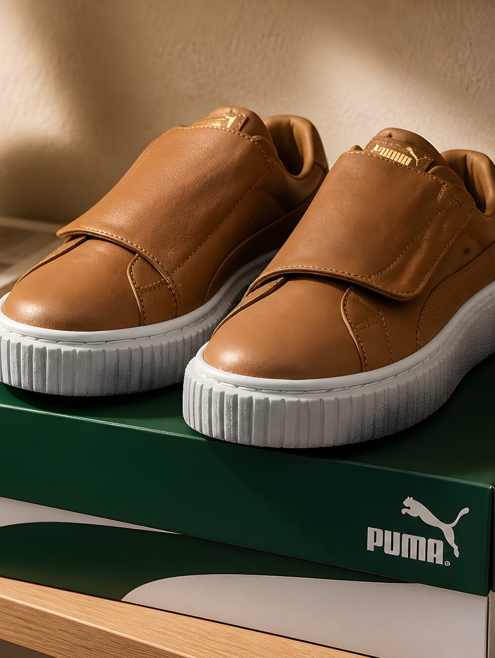 Puma Basket Platform Strap Casual Womens Shoes Size 8 Color: Apple Cinnamon/Whit